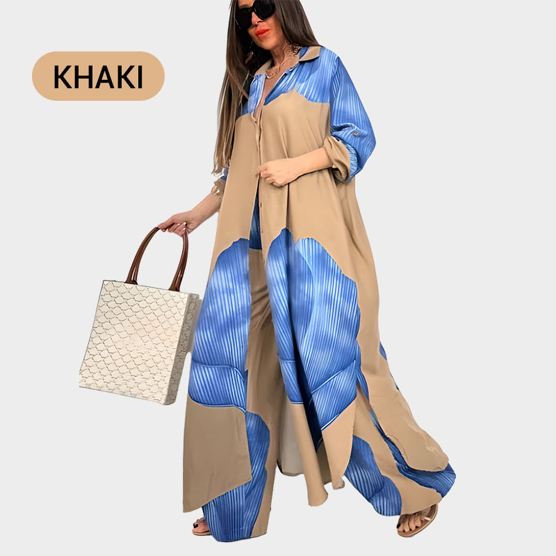 Full Button Down Long Shirt & Drawstring Pants Set