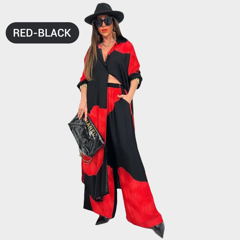 Full Button Down Long Shirt & Drawstring Pants Set