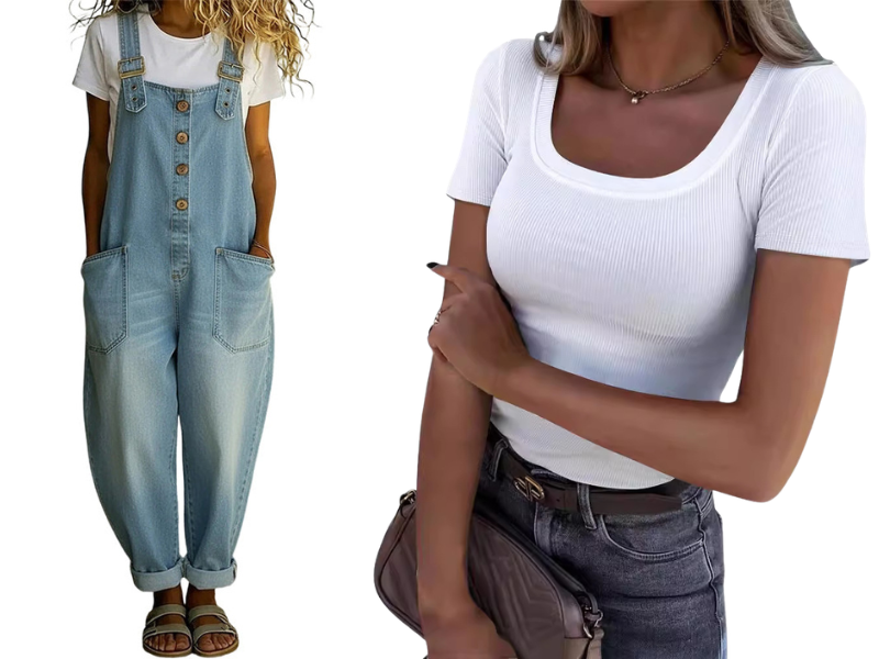 ✨ Easy Everyday Comfort | Women's Relaxed-Fit Denim Overalls with Deep Pockets