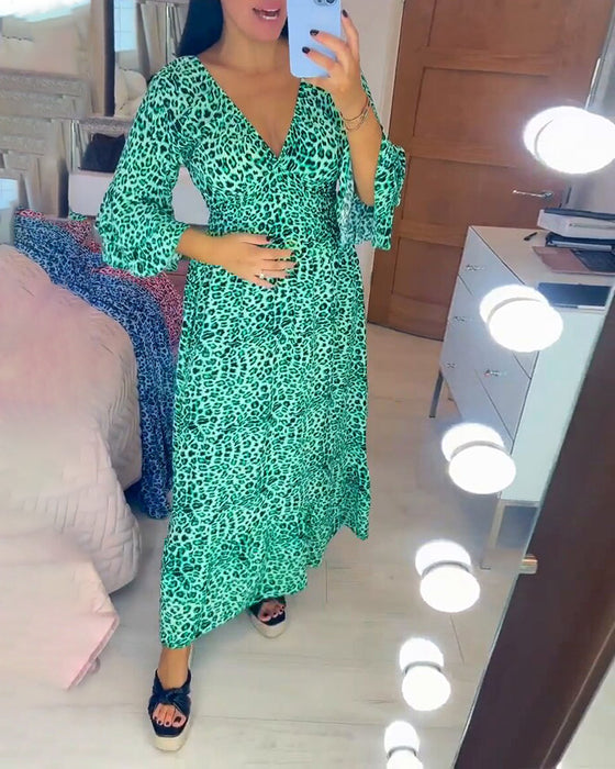 🔥What should I wear tomorrow🔥Women's Cotton Wrap Dress with leopard pattern