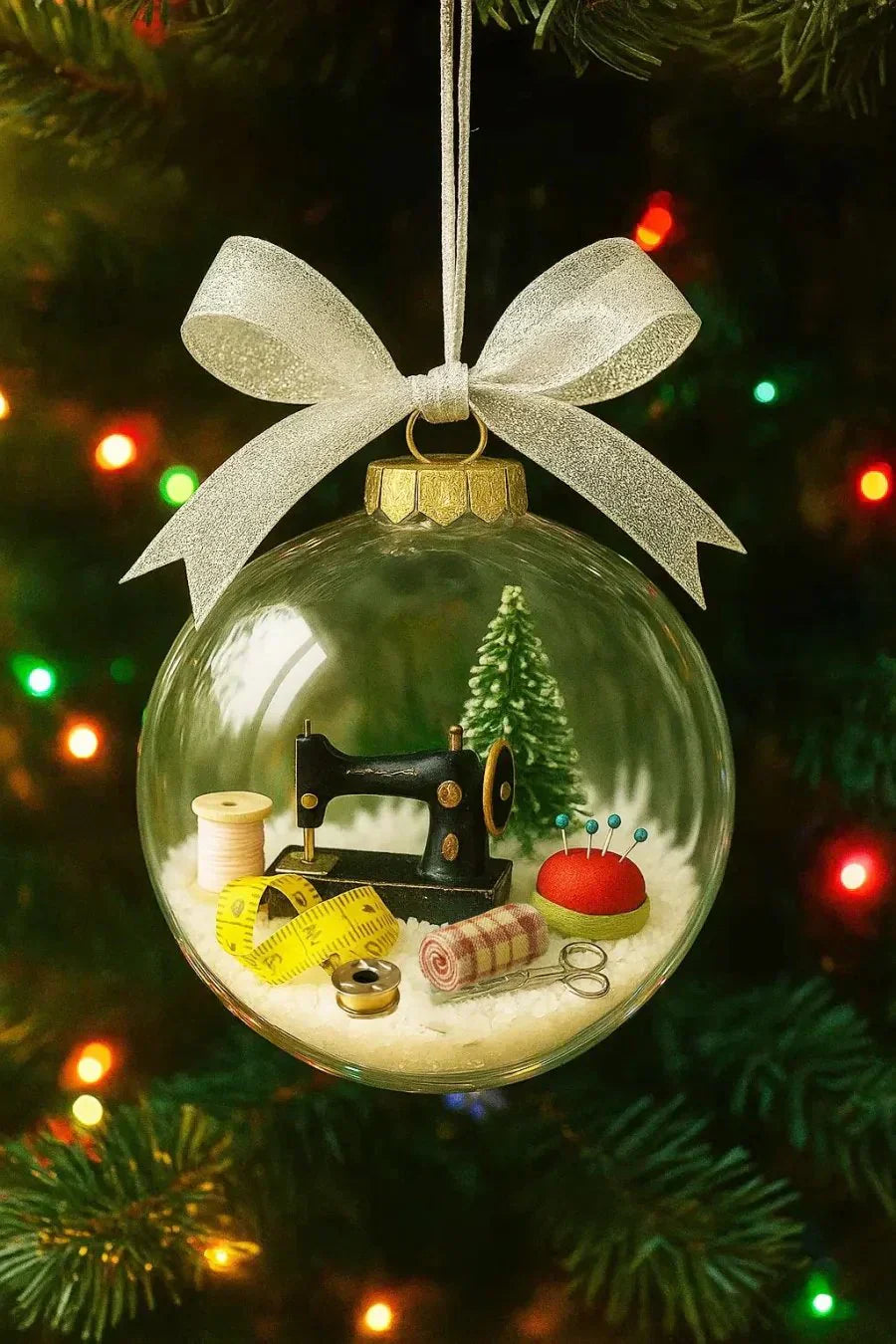 🎄 50% OFF NOW! ✨ Holiday Sewing Snow Globe - DIY Craft Ornament with Glitter & Mini Figures, Festive Decor for Tree or Gift 🧵📦