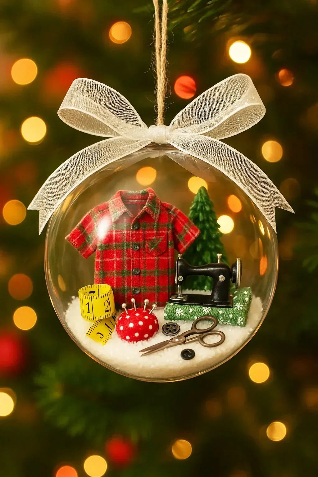 🎄 50% OFF NOW! ✨ Holiday Sewing Snow Globe - DIY Craft Ornament with Glitter & Mini Figures, Festive Decor for Tree or Gift 🧵📦