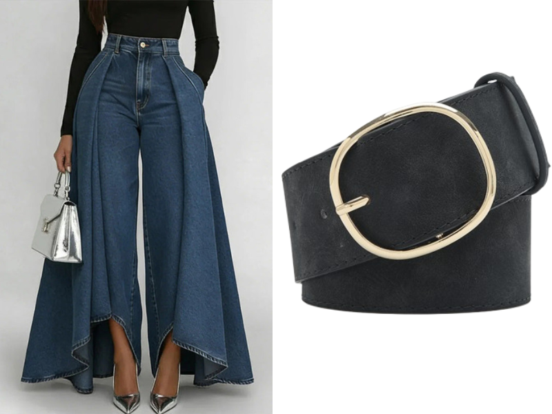 🔥Hot Deals-Women's High-Waist Wide-Leg Jeans with High-Low Hem