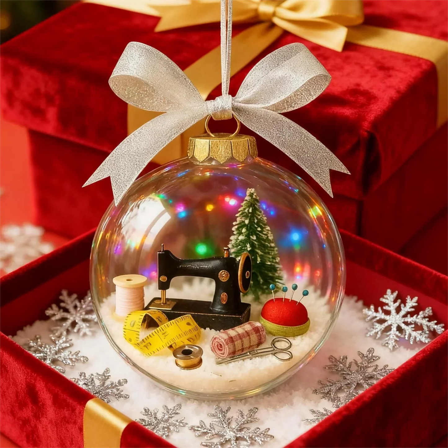 🎄 50% OFF NOW! ✨ Holiday Sewing Snow Globe - DIY Craft Ornament with Glitter & Mini Figures, Festive Decor for Tree or Gift 🧵📦