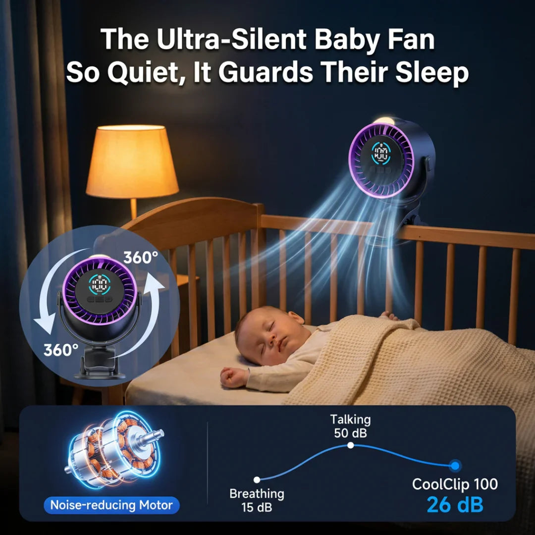🥳2026 HOT SALE🥳LAST DAY 50% OFF!🔥All-Day Cordless Clip-On Fan with 5 Speeds & Night Light