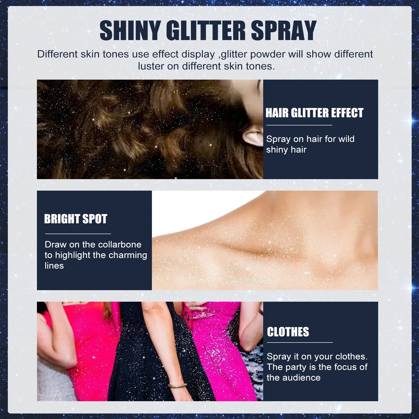 š„Hot SalešWaterproof Glitter Spray Stage Party Hair and Clothes