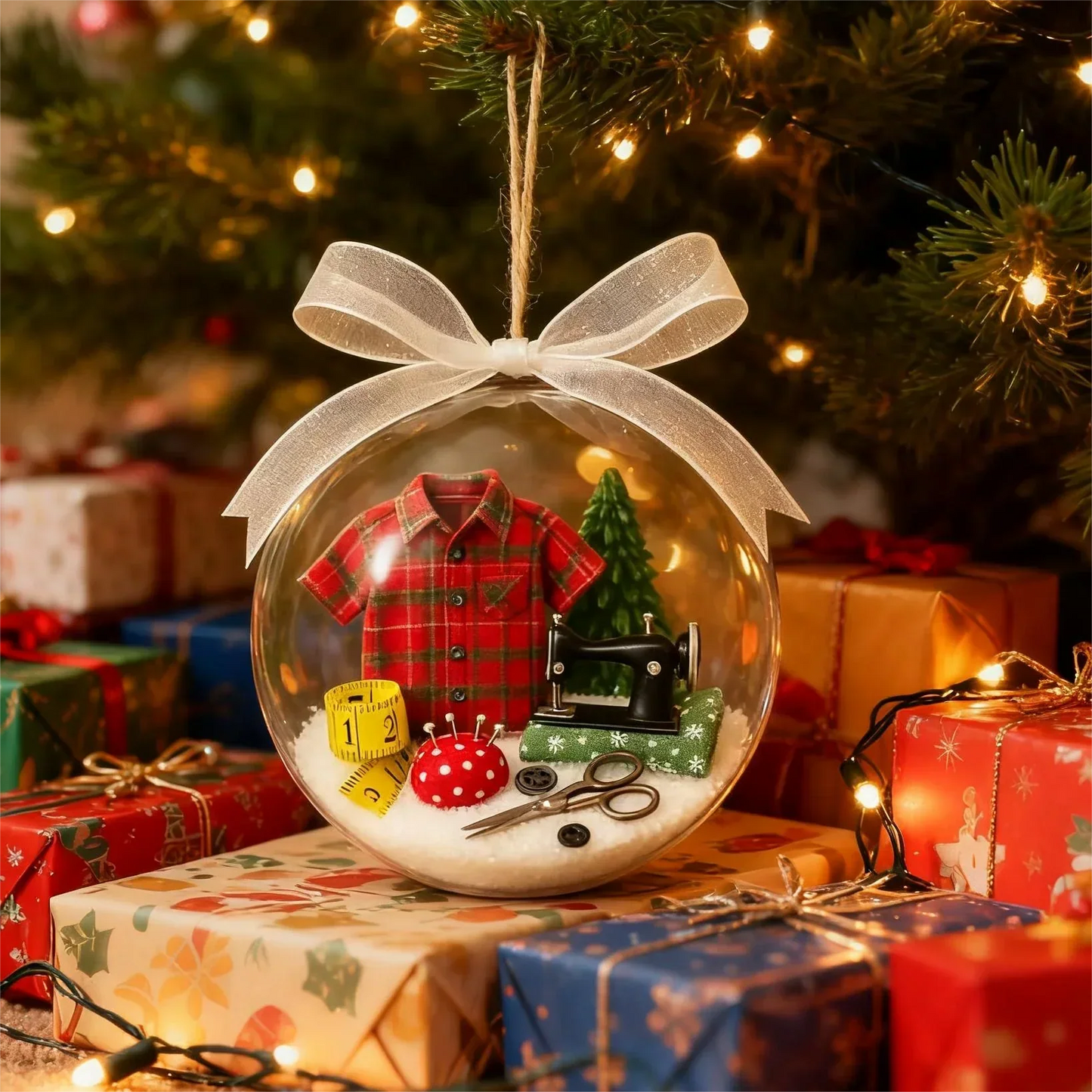🎄 50% OFF NOW! ✨ Holiday Sewing Snow Globe - DIY Craft Ornament with Glitter & Mini Figures, Festive Decor for Tree or Gift 🧵📦