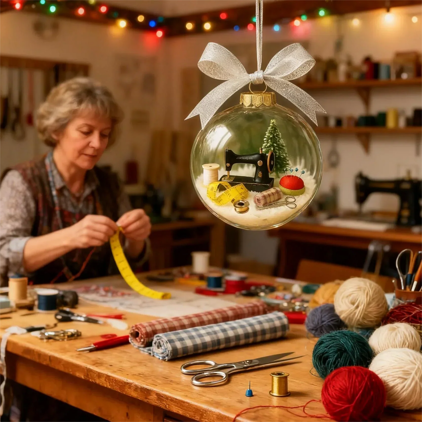 🎄 50% OFF NOW! ✨ Holiday Sewing Snow Globe - DIY Craft Ornament with Glitter & Mini Figures, Festive Decor for Tree or Gift 🧵📦