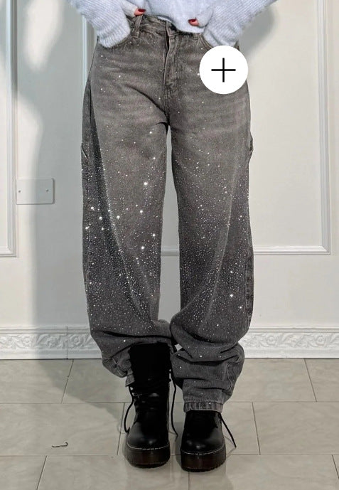 🌸Limited-time offer💐 Women's Straight Jeans with Rhinestones