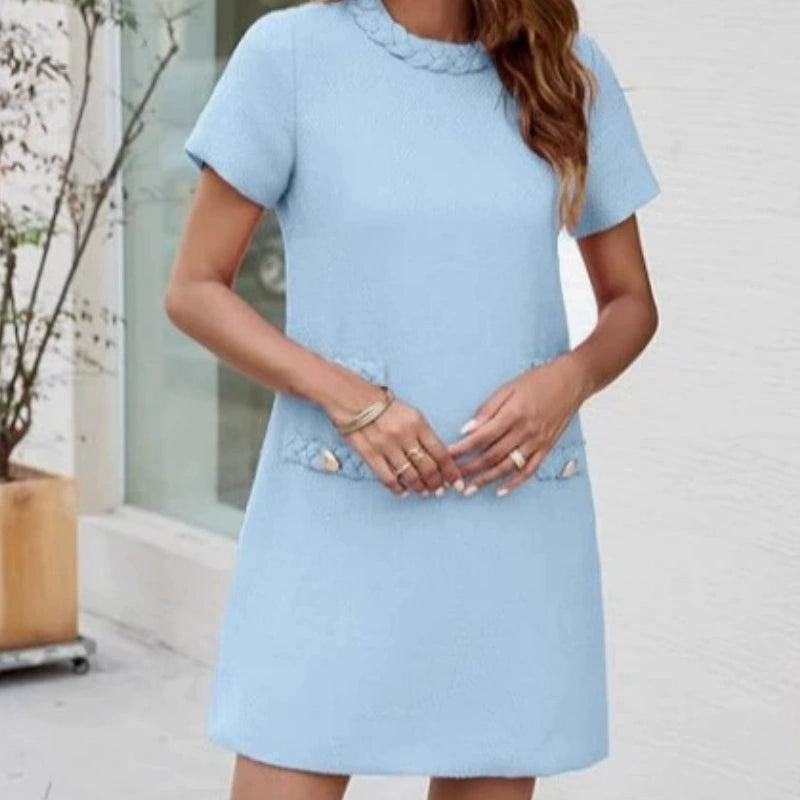 Women's Elegant Short Sleeve Tweed Dress