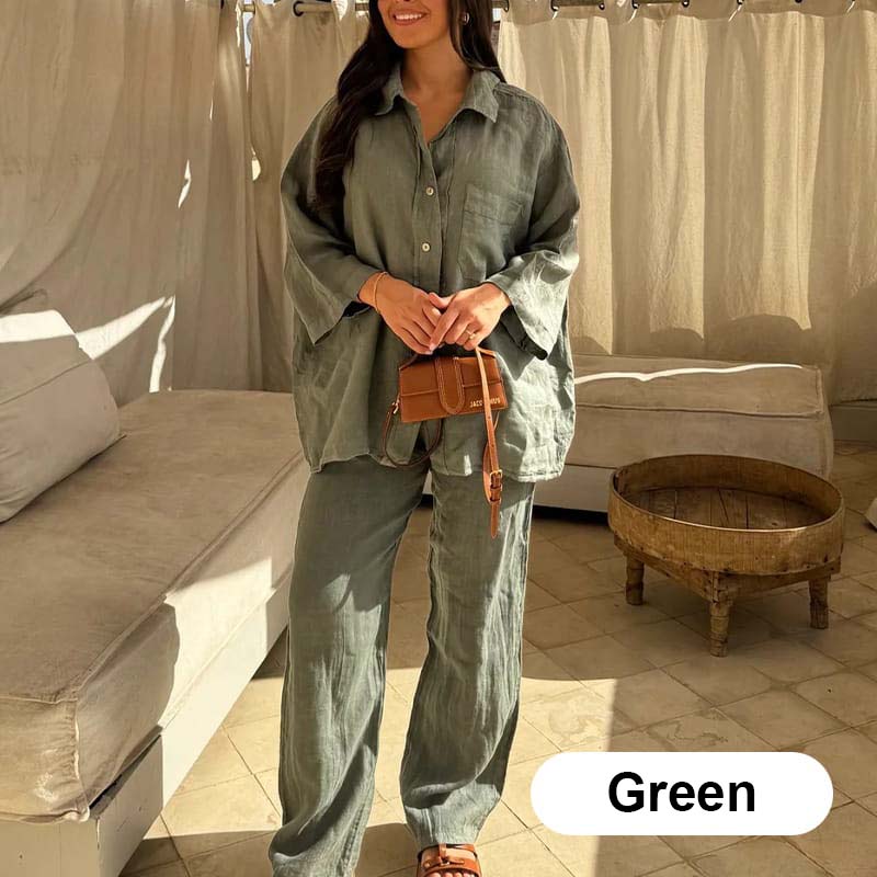 🔥Summer Sales-50% OFF🔥Women's Cotton Linen Shirt and Pants Set