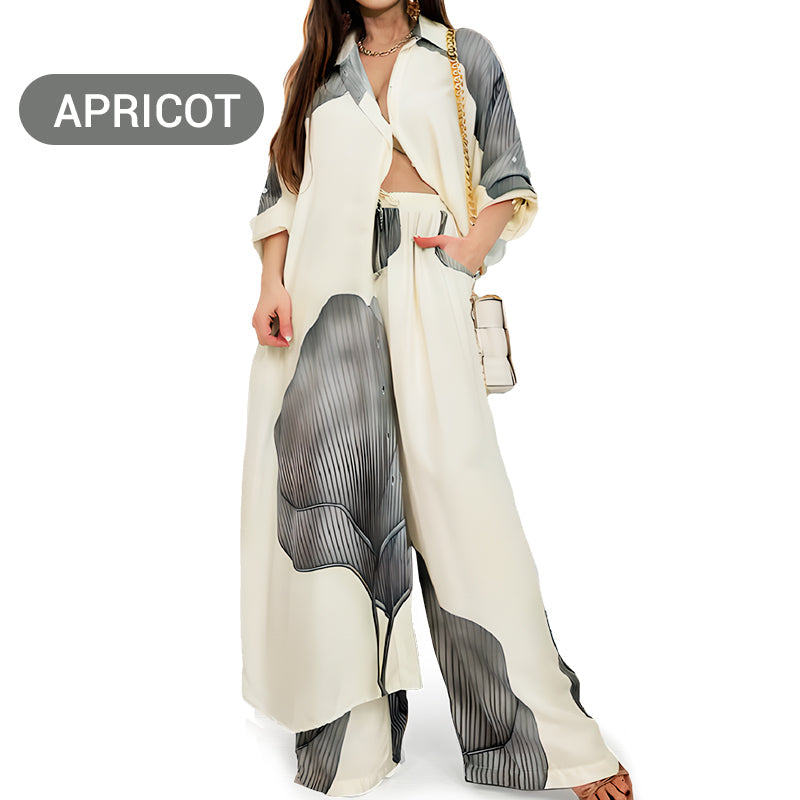 Full Button Down Long Shirt & Drawstring Pants Set