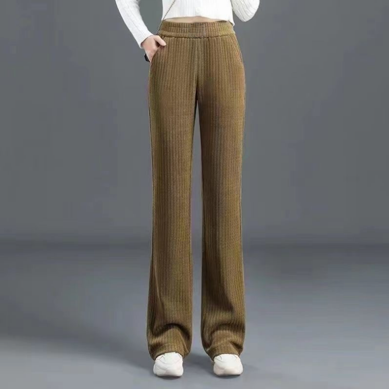 🍂 New Fall/Winter🍂 Women’s High-Waisted Velvet Straight Pants | Stylish Fleece-Lined Wide-Leg Trousers