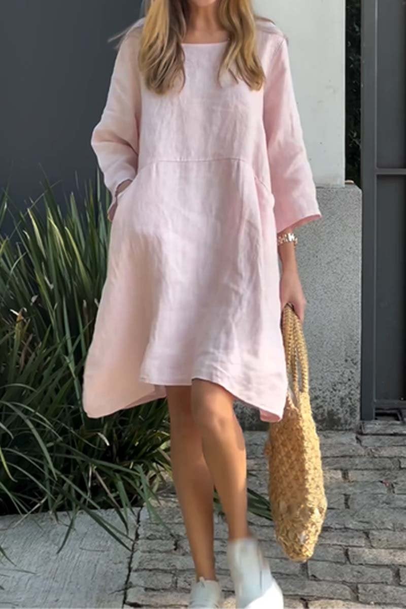 🌸Spring Specials🌸Casual solid color cotton and linen dress