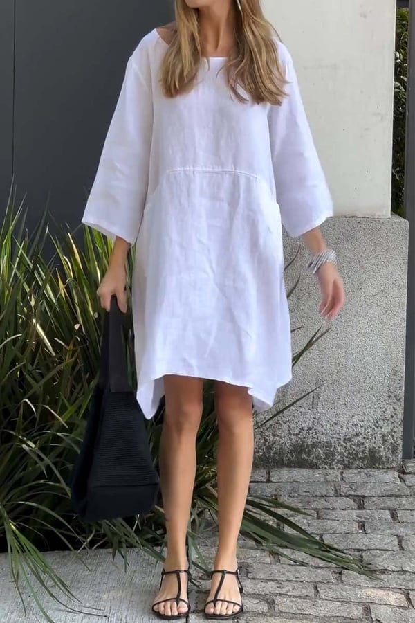 🌸Spring Specials🌸Casual solid color cotton and linen dress