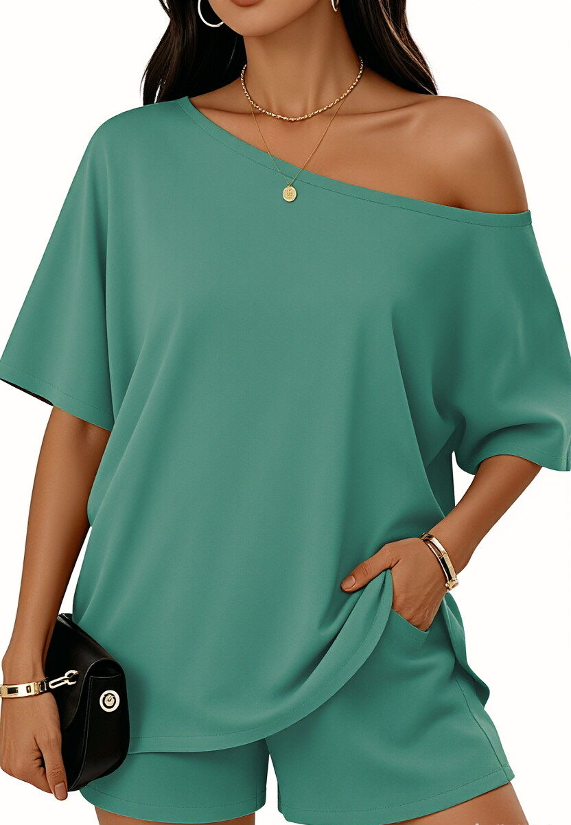Women’s Off-Shoulder Top & Shorts 2-Piece Set