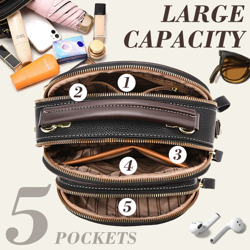 ✨Mother's Day Sale🎁Classic Multifunctional Compartments Adjustable Wide Shoulder Strap PU Leather Crossbody Bag