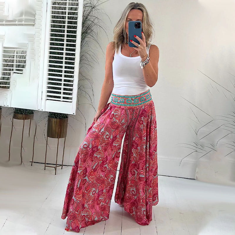 Ethnic Printed Elasticated Waist Lightweight Pants