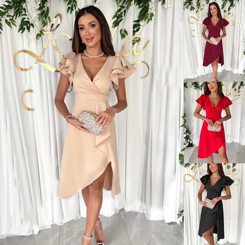 Sexy V-Neck Flutter Sleeve Dress(50% OFF)