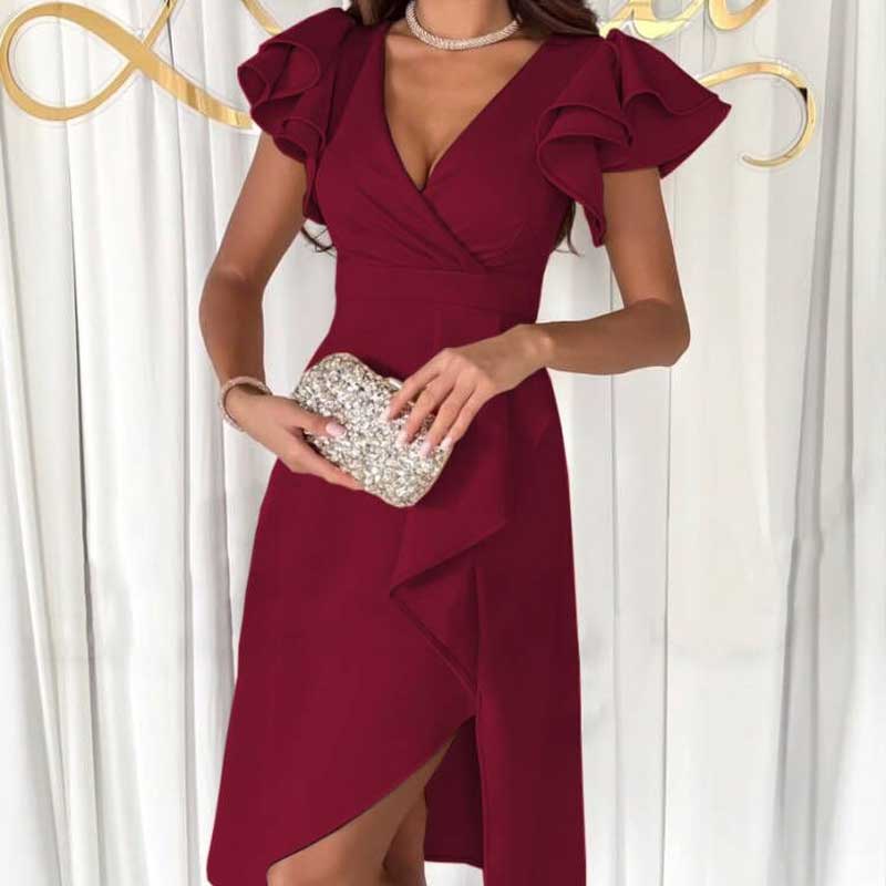 Sexy V-Neck Flutter Sleeve Dress(50% OFF)