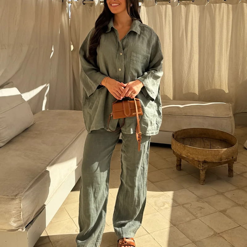 🔥Summer Sales-50% OFF🔥Women's Cotton Linen Shirt and Pants Set