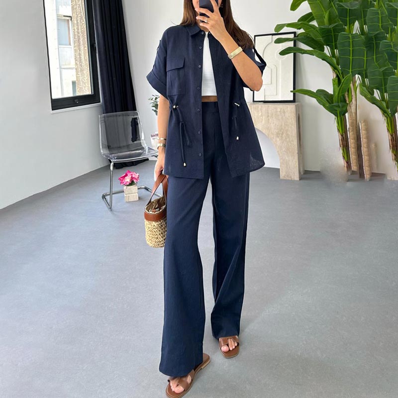 Women's Workwear Drawstring Casual Cargo 2-piece Set-Free Shipping