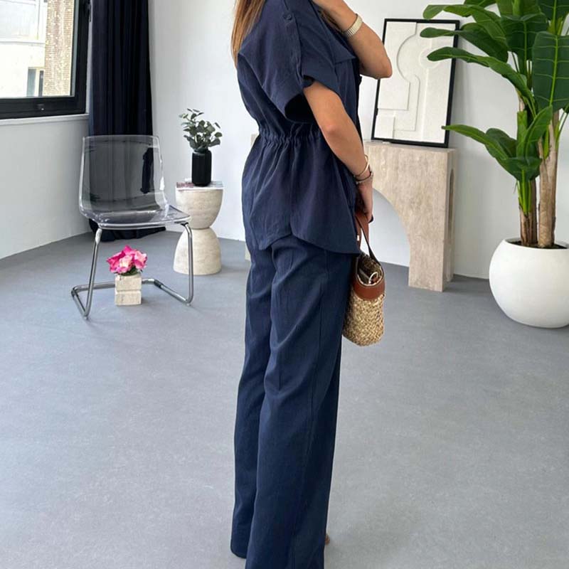 Women's Workwear Drawstring Casual Cargo 2-piece Set-Free Shipping