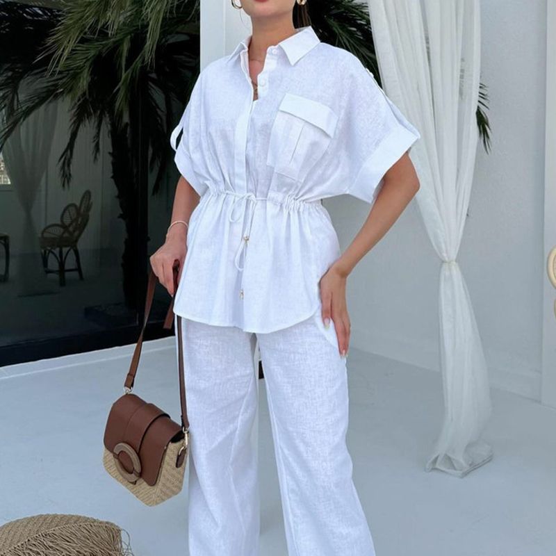 Women's Workwear Drawstring Casual Cargo 2-piece Set-Free Shipping