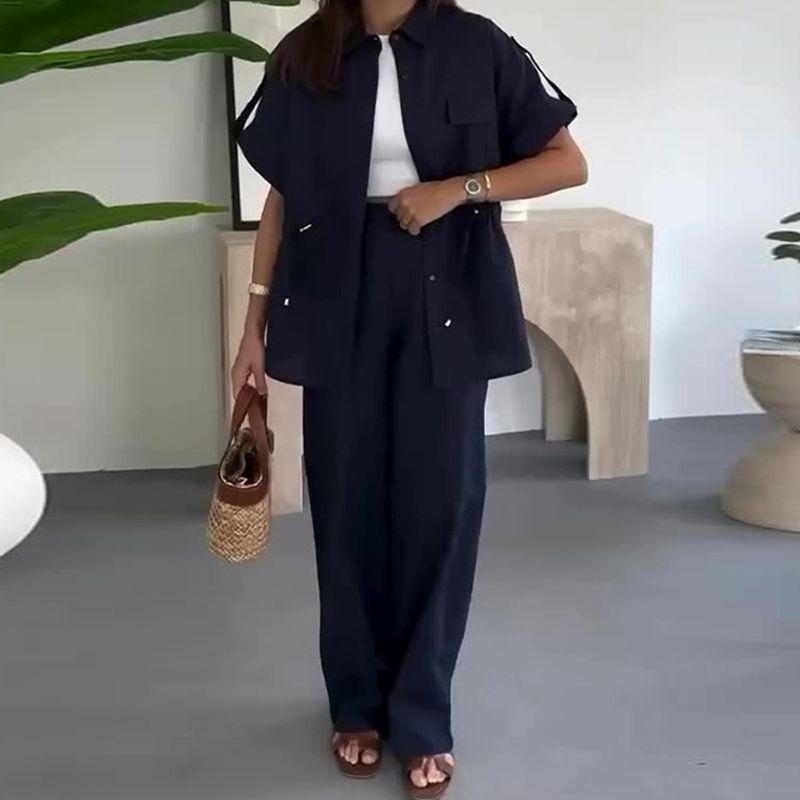 Women's Workwear Drawstring Casual Cargo 2-piece Set-Free Shipping