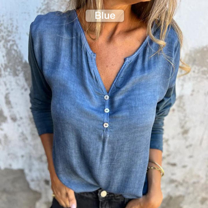 🔥Limited Time 39% OFF🔥Women’s Trendy Solid Color V Neck Long Sleeve Top