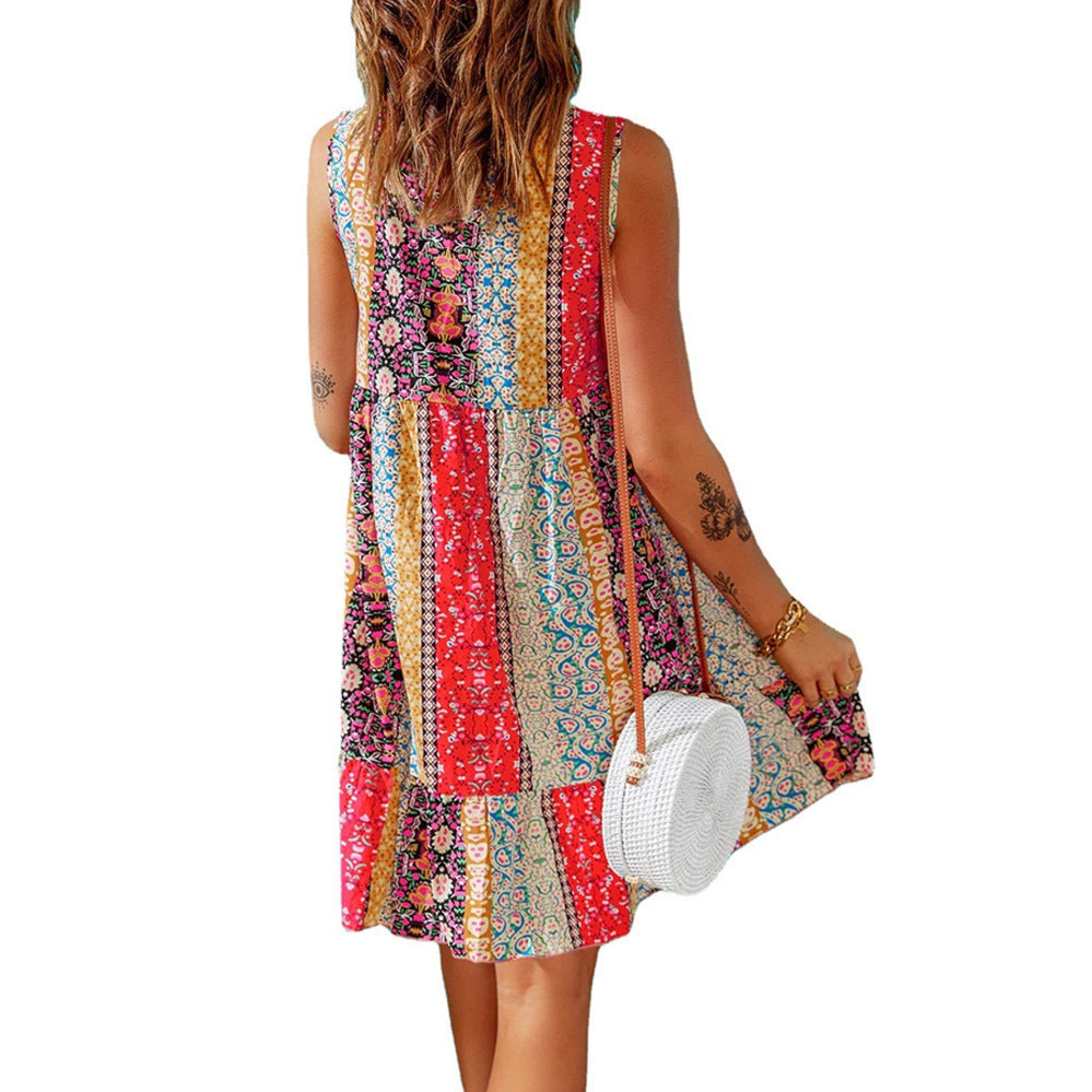 Ethnic Style V-Neck Sleeveless Dress