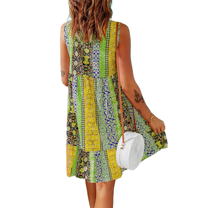 Ethnic Style V-Neck Sleeveless Dress