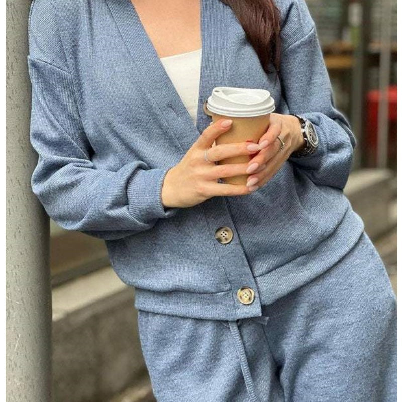 🌷Hot SALE 50% OFF🔥Women's Knitted Buttoned Jacket and Pants Two-piece Set