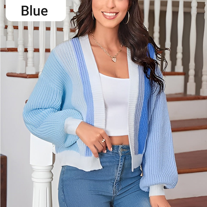 Knitted Oversize Contrast Color Cardigan