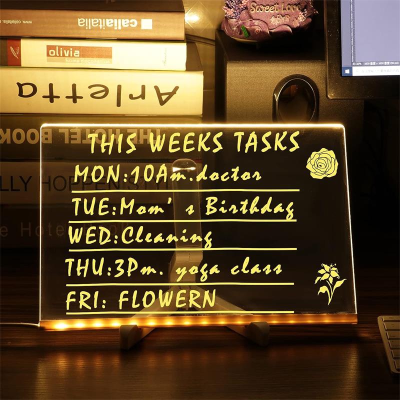 🔥50%off🔥LED Letter Message Board Note Glass With 7 Colorful Pens