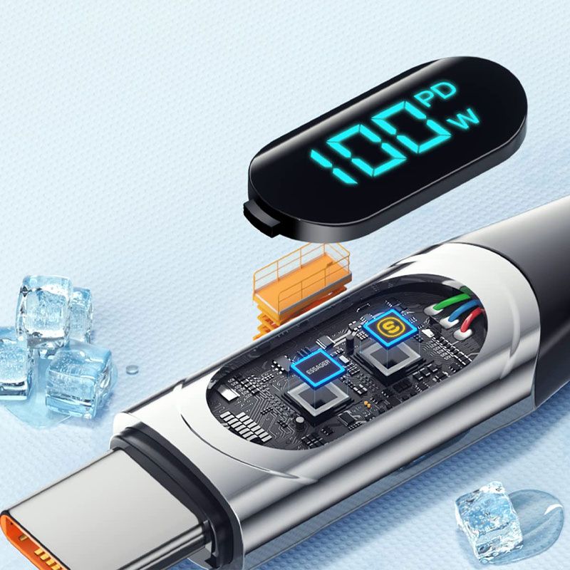 PD 100W Fast-charging and Fast-transmission Data Cable with Digital Display