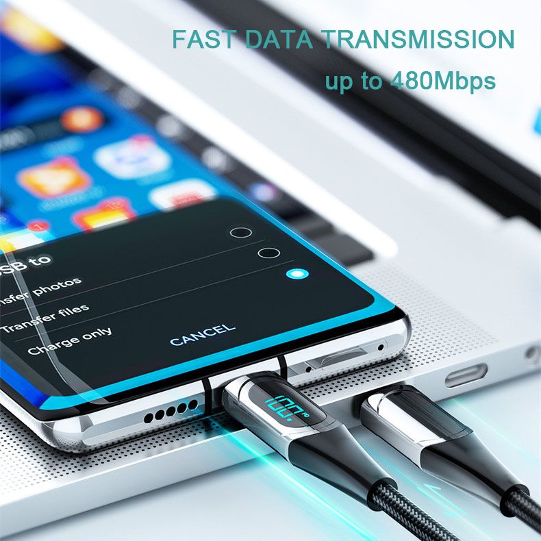 PD 100W Fast-charging and Fast-transmission Data Cable with Digital Display