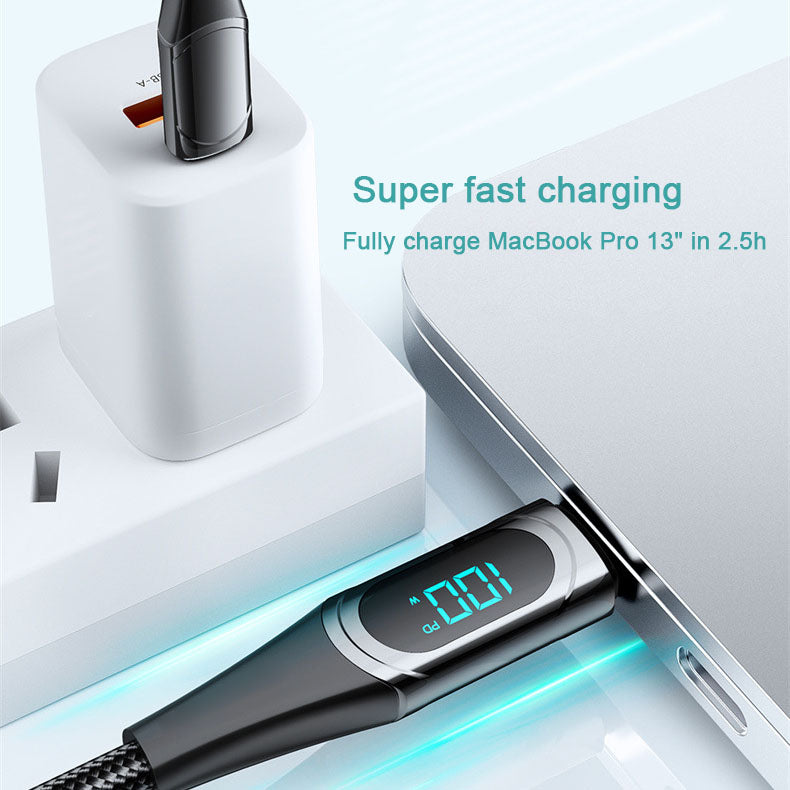 PD 100W Fast-charging and Fast-transmission Data Cable with Digital Display