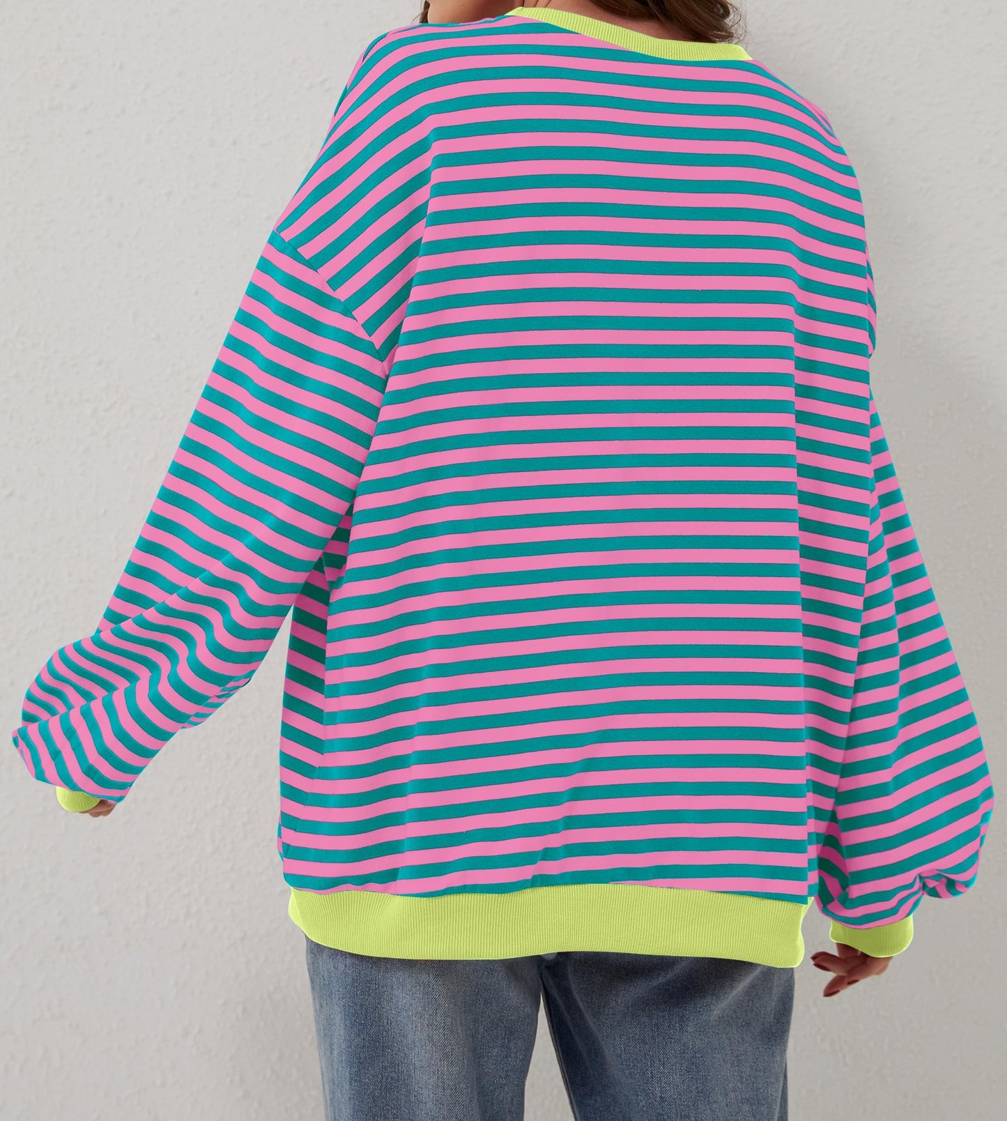 🔥2025 HOT SALE🔥Women's Oversized Striped Long Sleeve Pullover