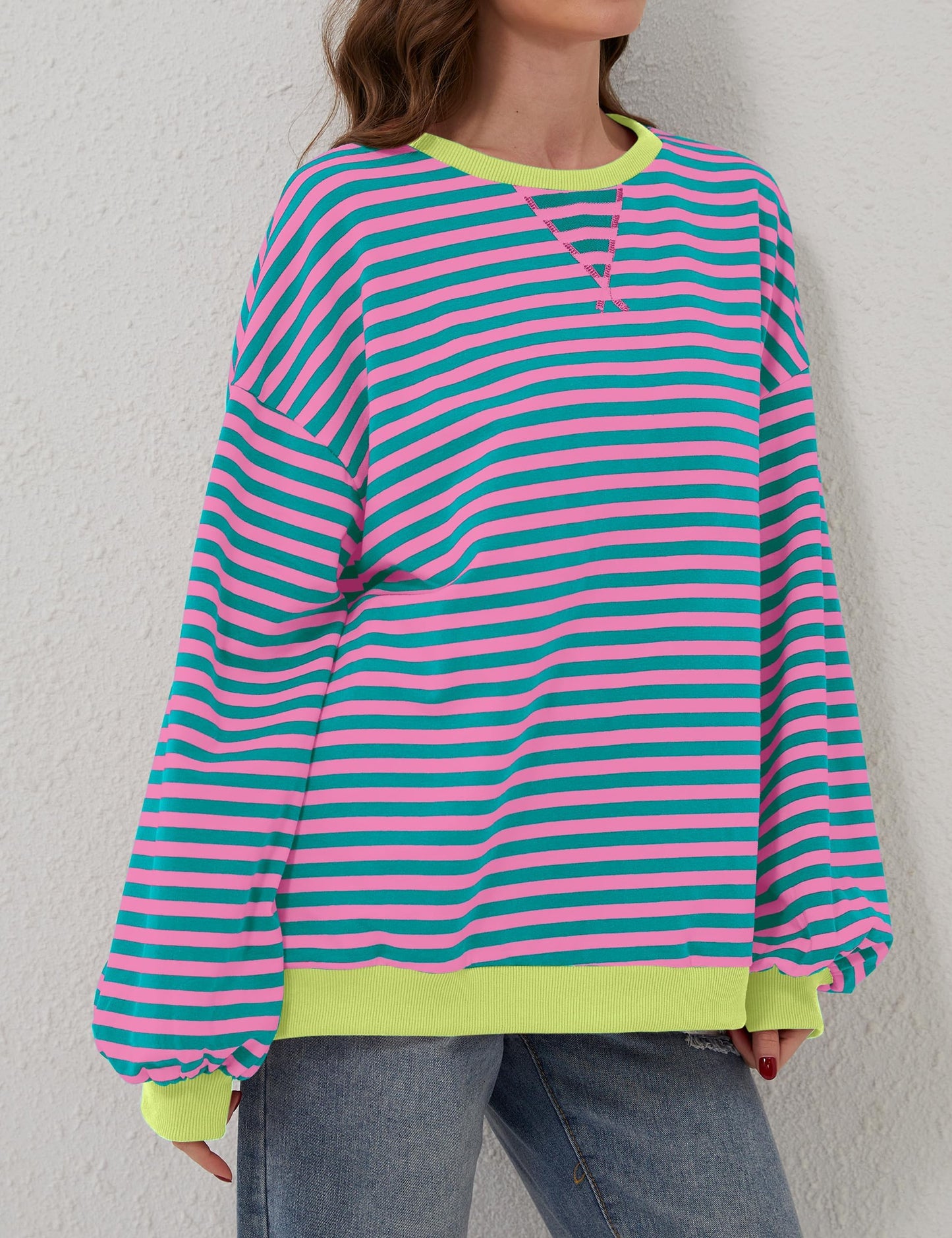 🔥2025 HOT SALE🔥Women's Oversized Striped Long Sleeve Pullover