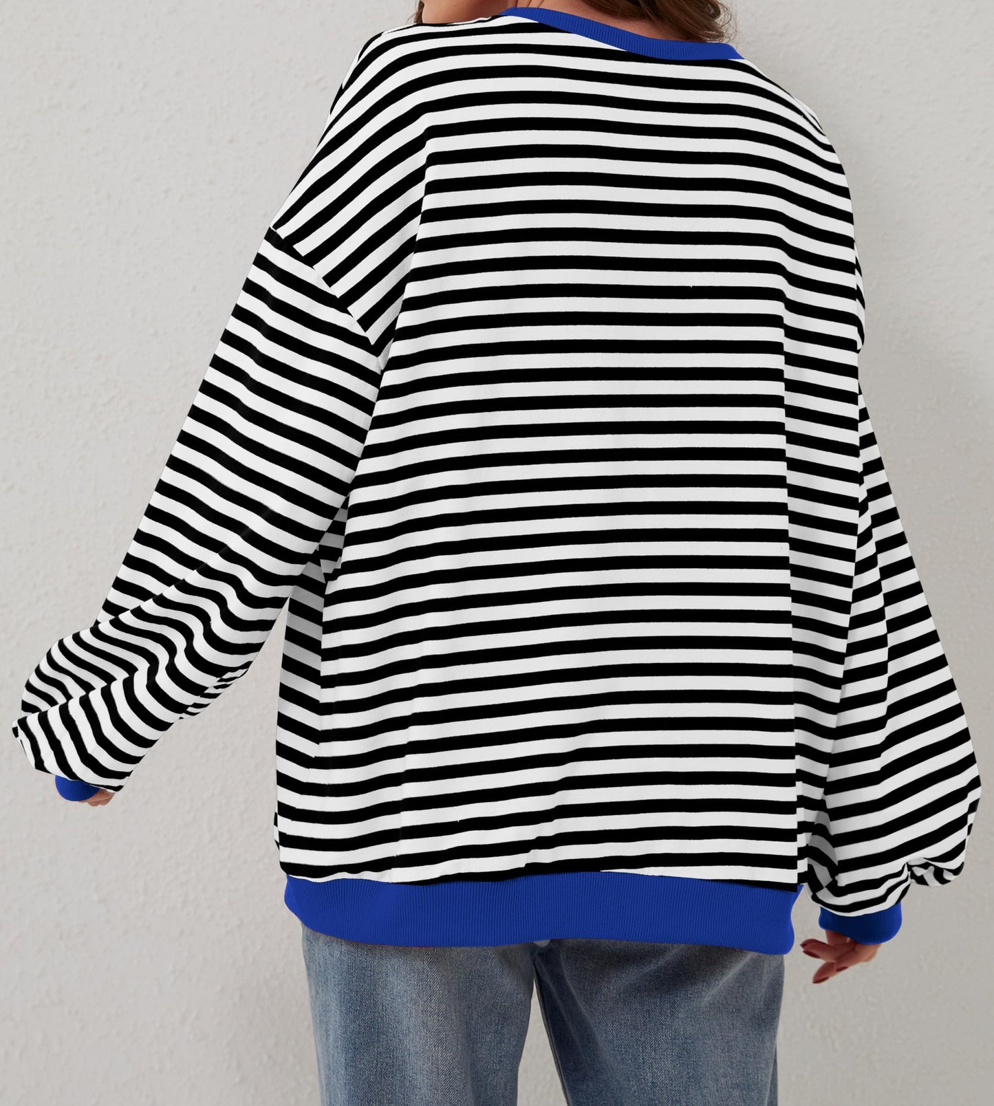 🔥2025 HOT SALE🔥Women's Oversized Striped Long Sleeve Pullover