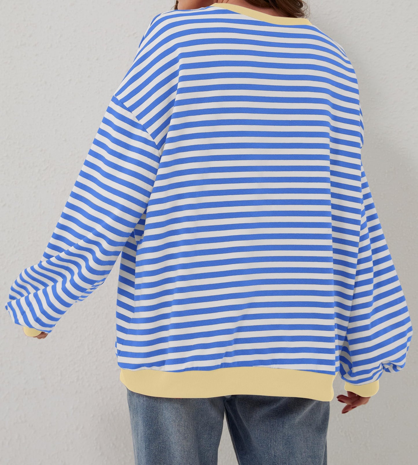 🔥2025 HOT SALE🔥Women's Oversized Striped Long Sleeve Pullover