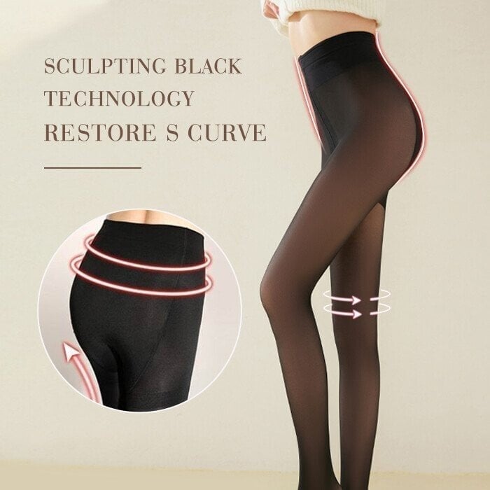 💕Flawless Legs Fake Translucent Warm Plush Lined Elastic Tights