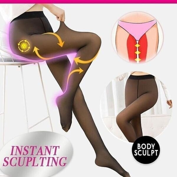 💕Flawless Legs Fake Translucent Warm Plush Lined Elastic Tights