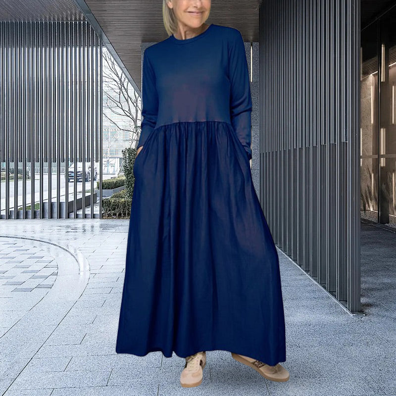 Flowy Knit Midi Dress with Full Sleeves