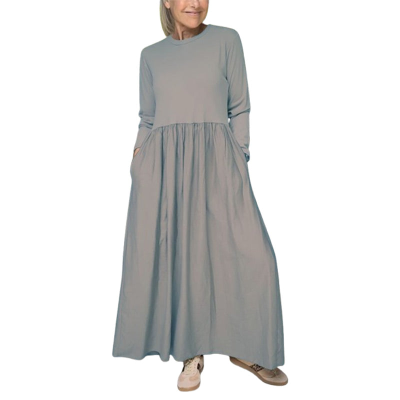 Flowy Knit Midi Dress with Full Sleeves