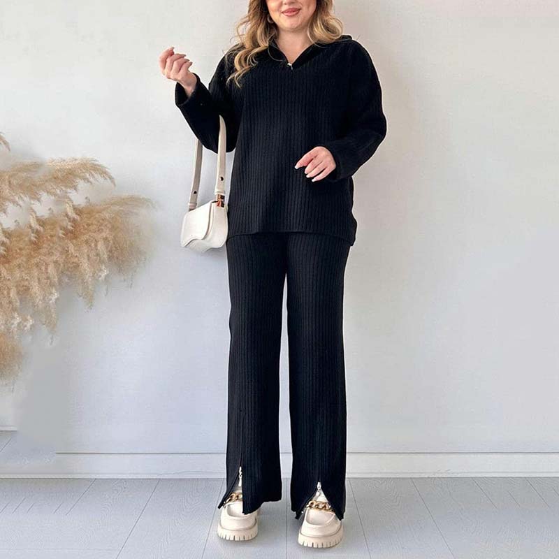 Women's Cozy Ribbed Knit Two-Piece Set with Slit-Leg Pants💖FREE SHIPPING