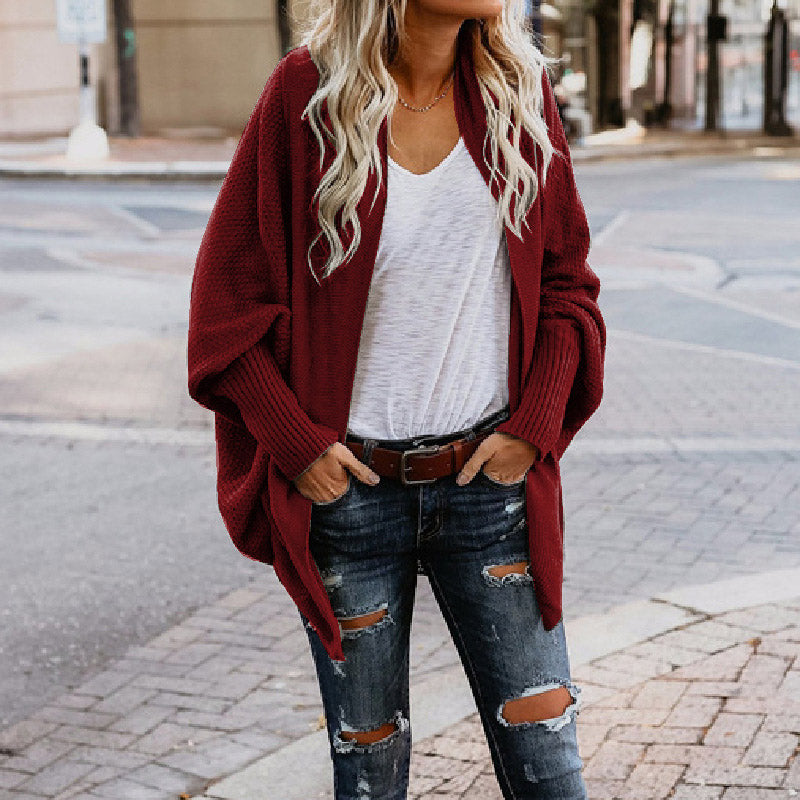 WOMEN'S BATWING CABLE KNITTED SLOUCHY OVERSIZED CARDIGAN SWEATER
