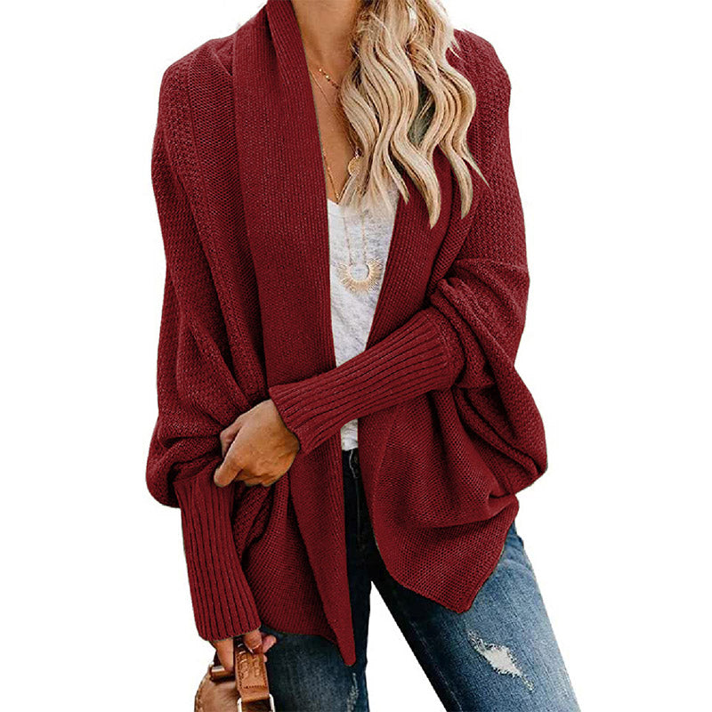 WOMEN'S BATWING CABLE KNITTED SLOUCHY OVERSIZED CARDIGAN SWEATER