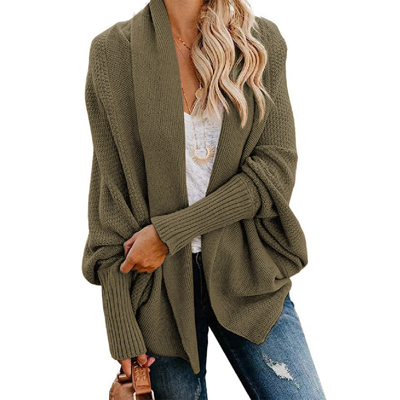 WOMEN'S BATWING CABLE KNITTED SLOUCHY OVERSIZED CARDIGAN SWEATER